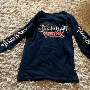Funny Womens Medium Long Sleeve Tekila Bat Rocky Point, Mexico Shirt - Navy